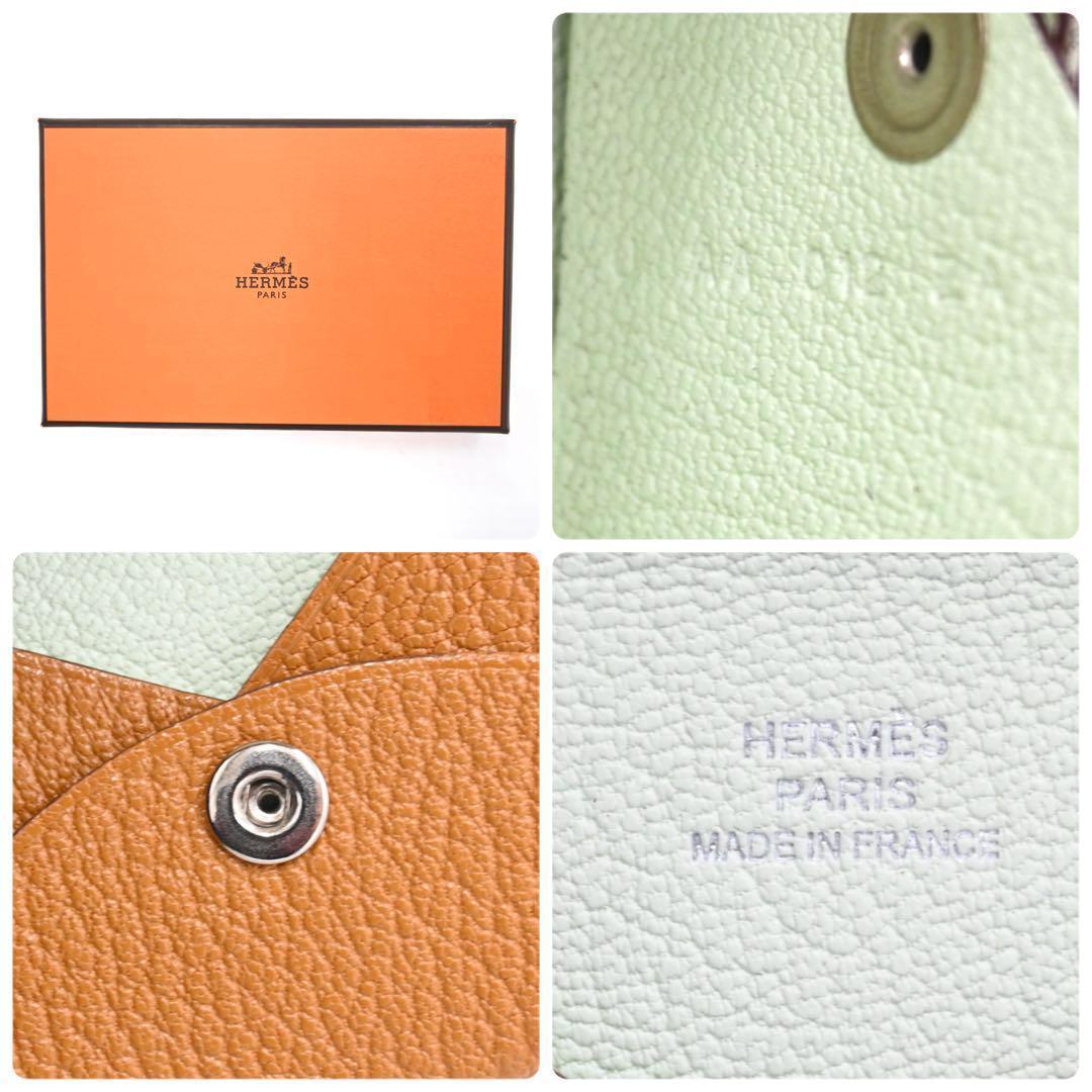 【レアカラー】エルメス カルヴィ シェーブル ケース ゴールド ブラウン