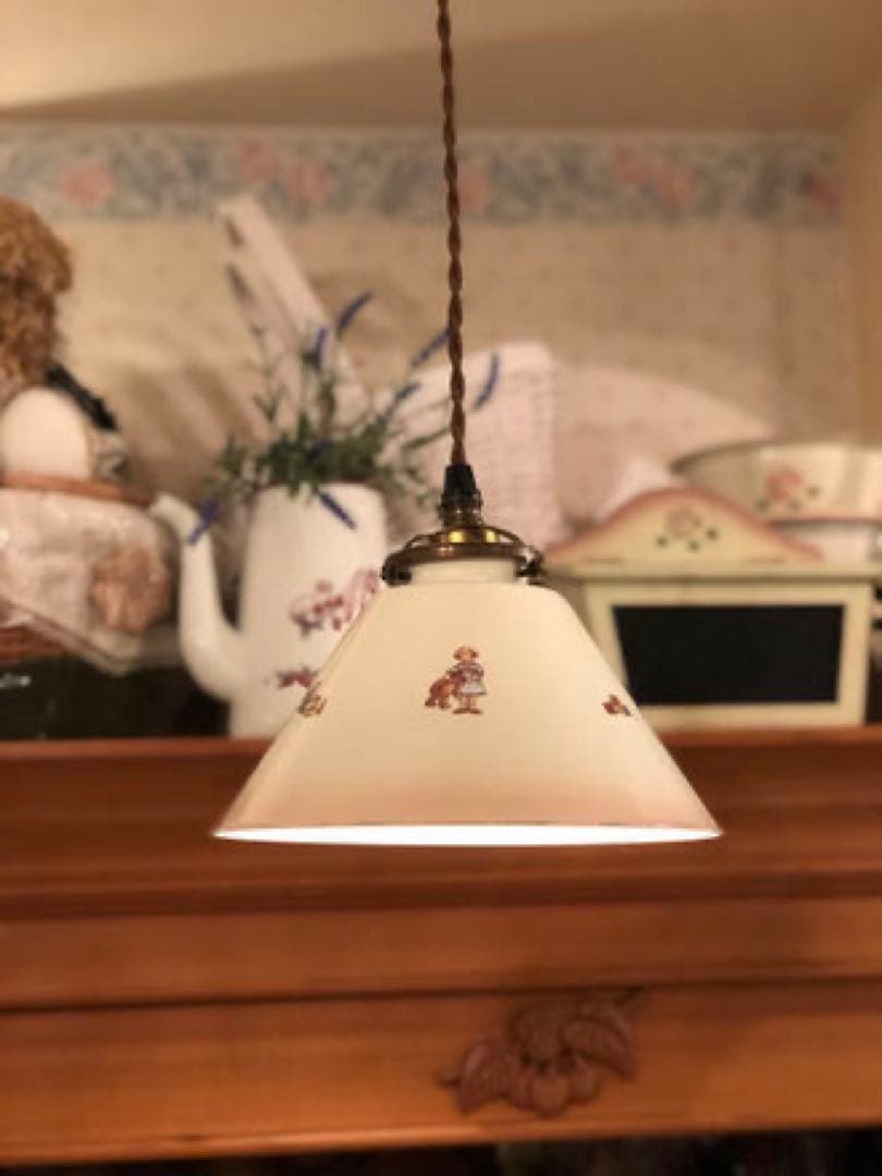 ◆希少レア◆新品未使用♡マニー♡プチメゾン ホーローシェード　コードペンダント付