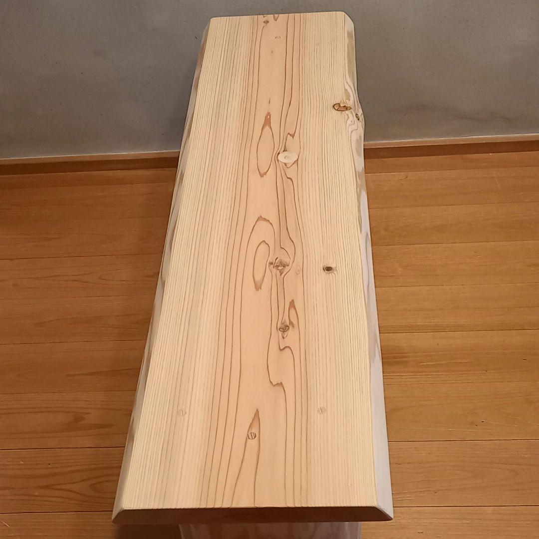 一点物　国産杉スツール、ベンチ　無垢一枚板&丸太半割りログ脚使用