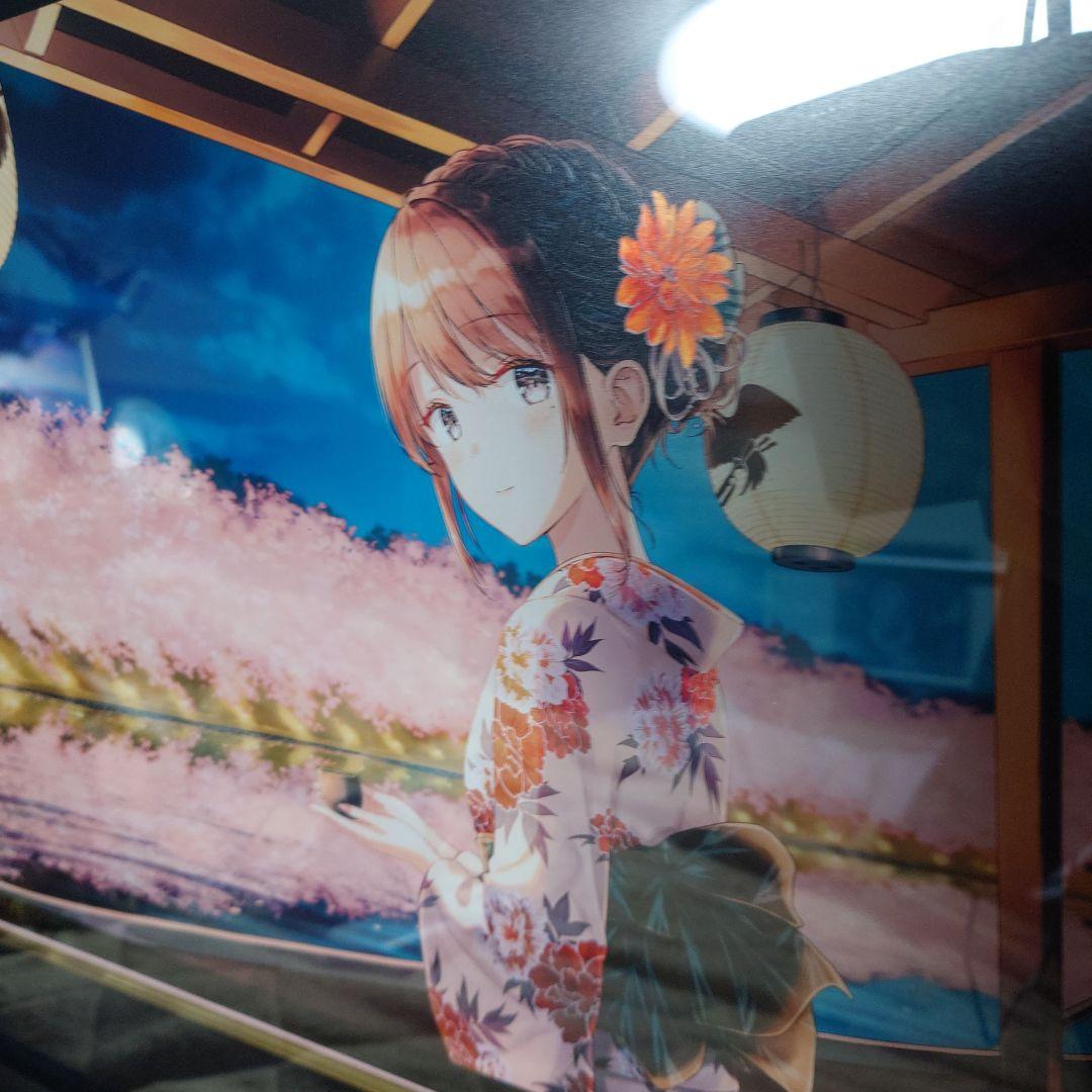 hiten先生　 桜色舟遊　漆 版画　直筆サイン入り