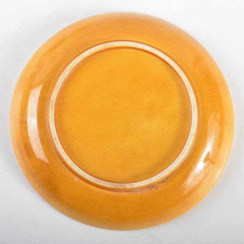 中国　黄交趾　 黄釉　龍文線刻皿　小皿　4客まとめて　D　R6016