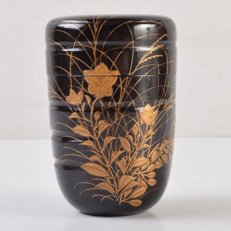 茶道具　金森春次作　花草蒔絵　長棗　共箱　V　9039