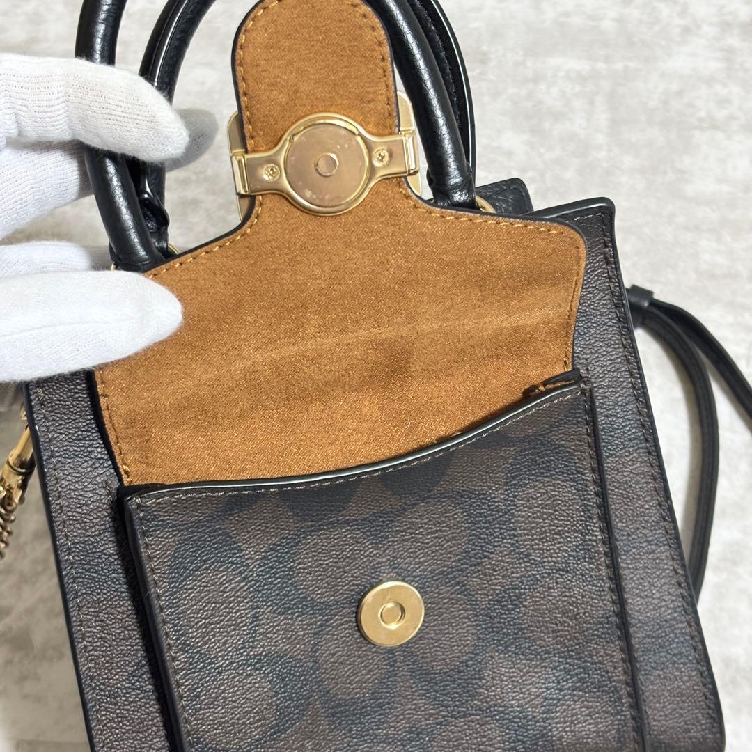 A261 未使用級✨コーチ　ミニ ペッパー クロスボディ シグネチャー　ブラウン