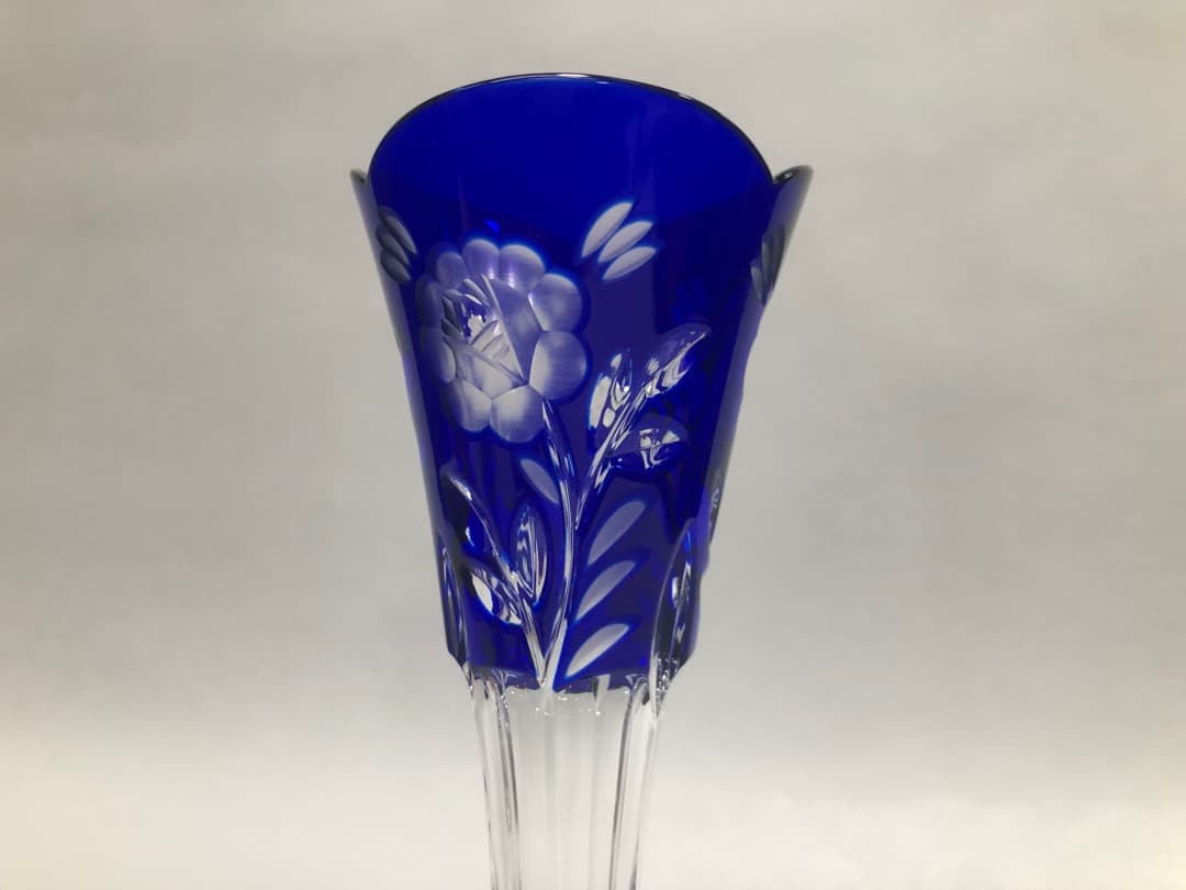 江戸切子丸型花瓶　クリスタル一輪挿し　ボヘミア小鉢　3点セット