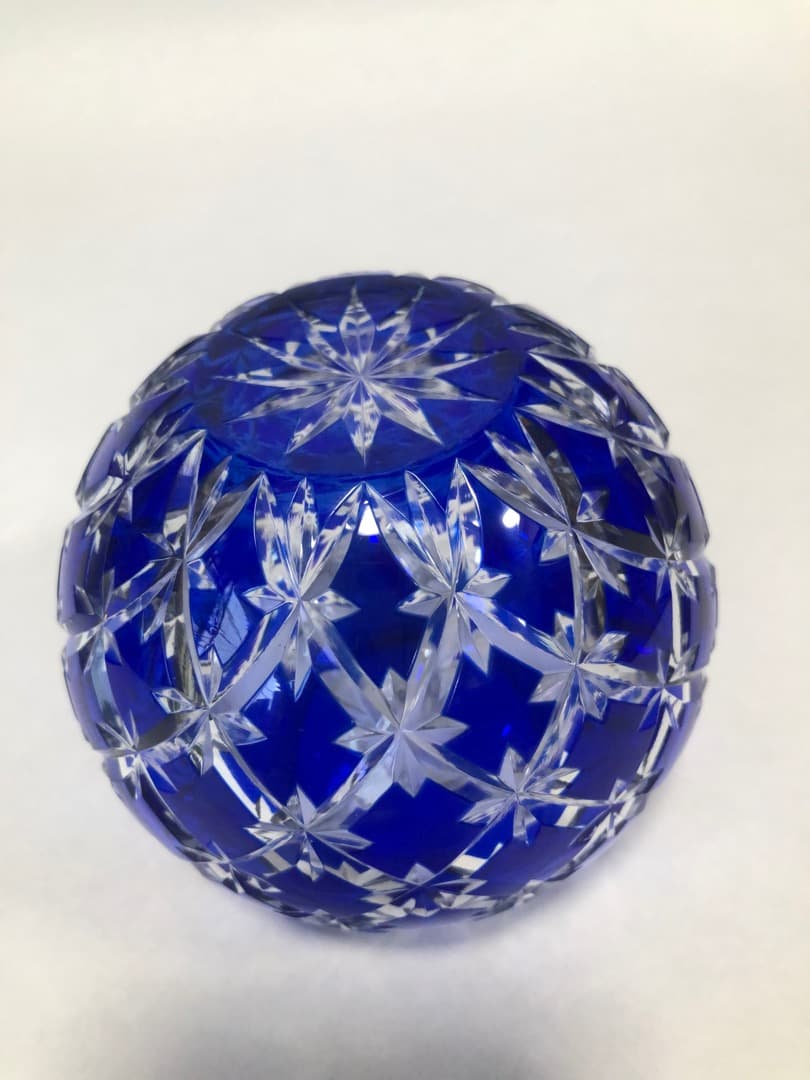 江戸切子丸型花瓶　クリスタル一輪挿し　ボヘミア小鉢　3点セット