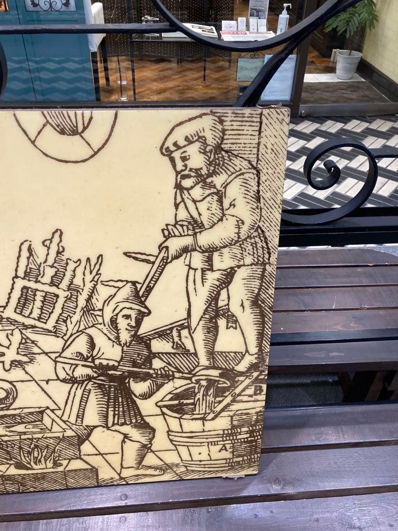 鋳物職人の作業風景 エナメル画大判　錬金術師　縁起物作品