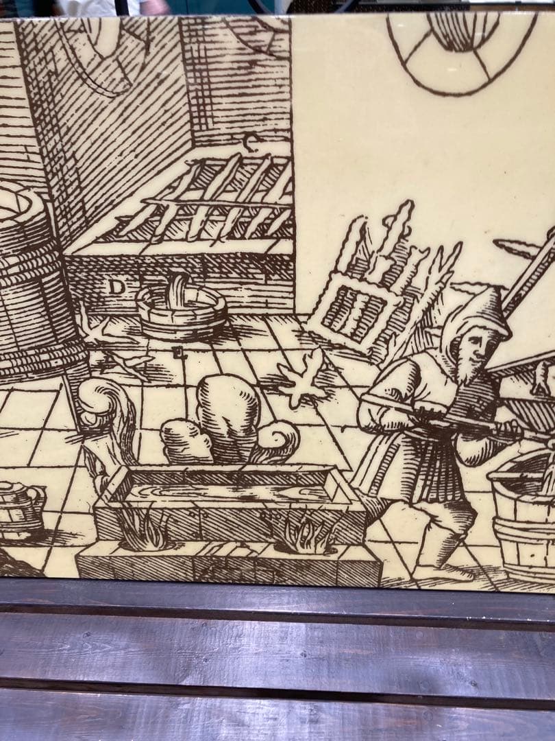 鋳物職人の作業風景 エナメル画大判　錬金術師　縁起物作品