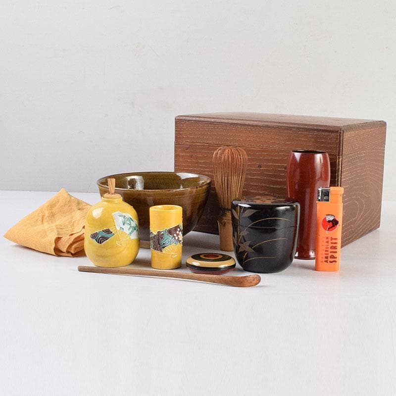 茶道具　桑茶箱　黄交趾　振出　巾筒など　九点　一式　M　R9337