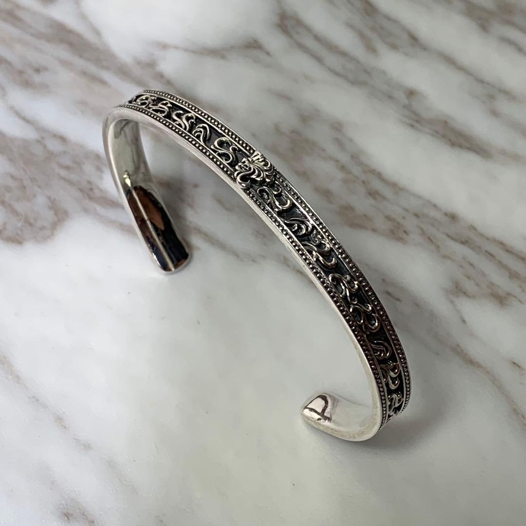 極美品 ライオンハート タテガミハウルバングル シルバー925 刻印 唐草