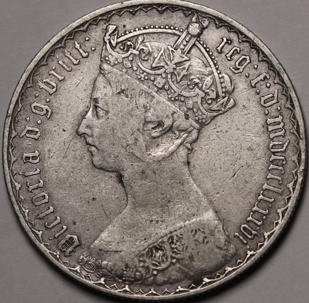 イ*レ様 1886年英国ヴィクトリア女王 ゴシックフローリン銀貨(mdccclx