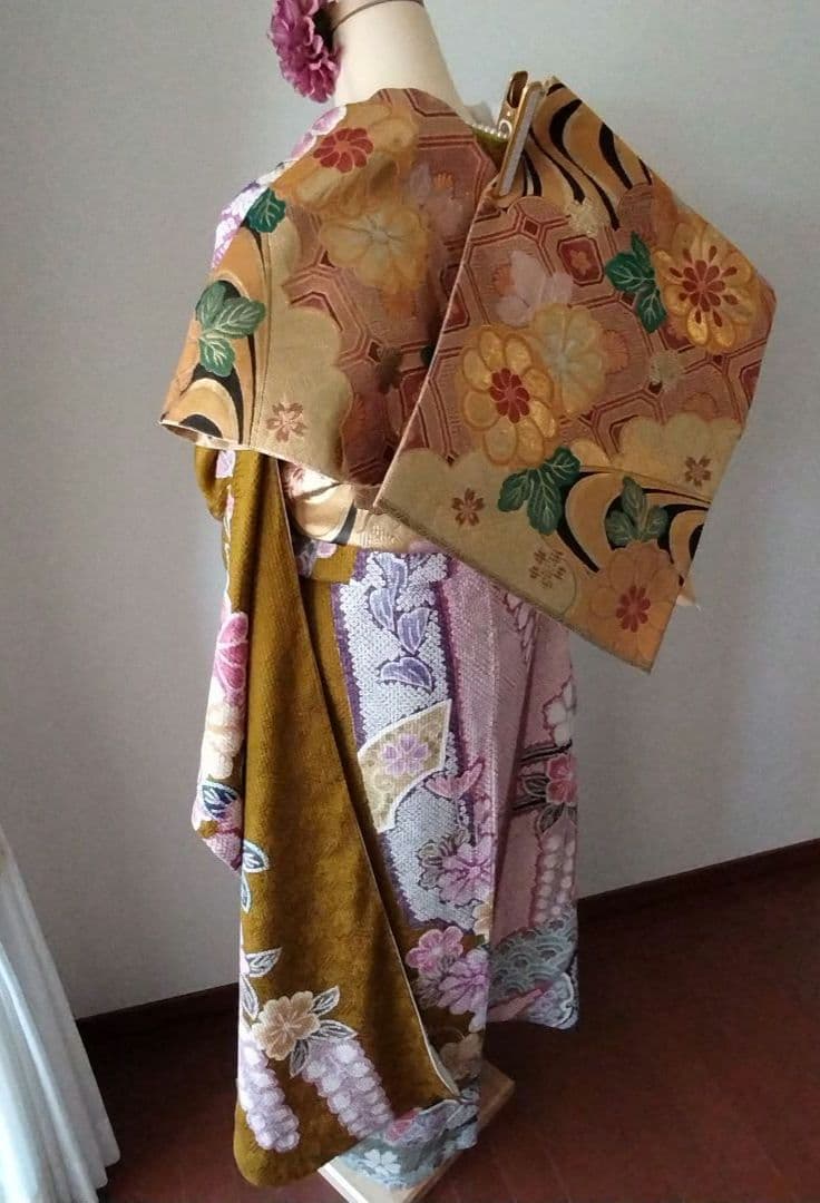 ちょこ様399.ラプンツェルみたい　振袖7点セット　正絹　フルセット　成人式