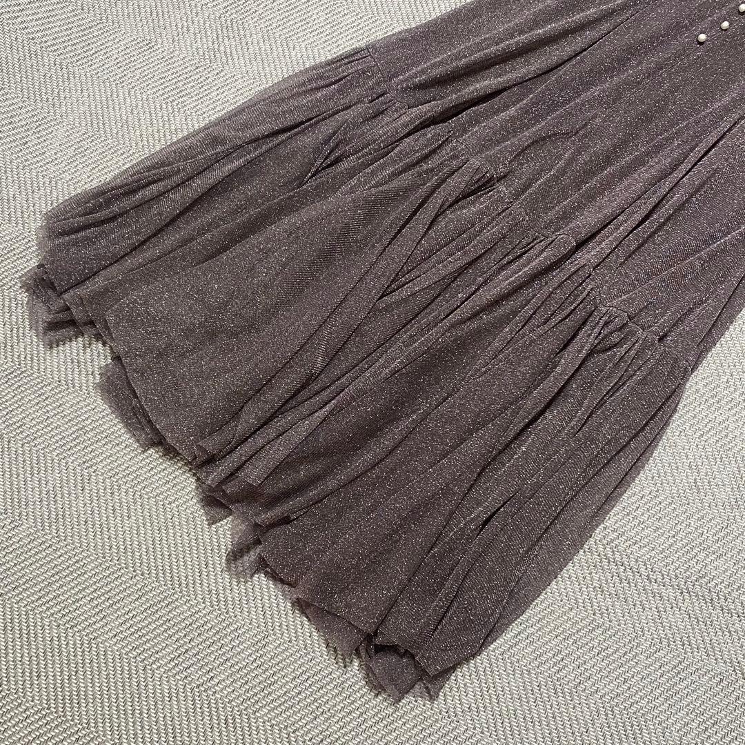 az 様RUIRUE BOUTIQUE ラメチュールメロウ ワンピース　チャコー