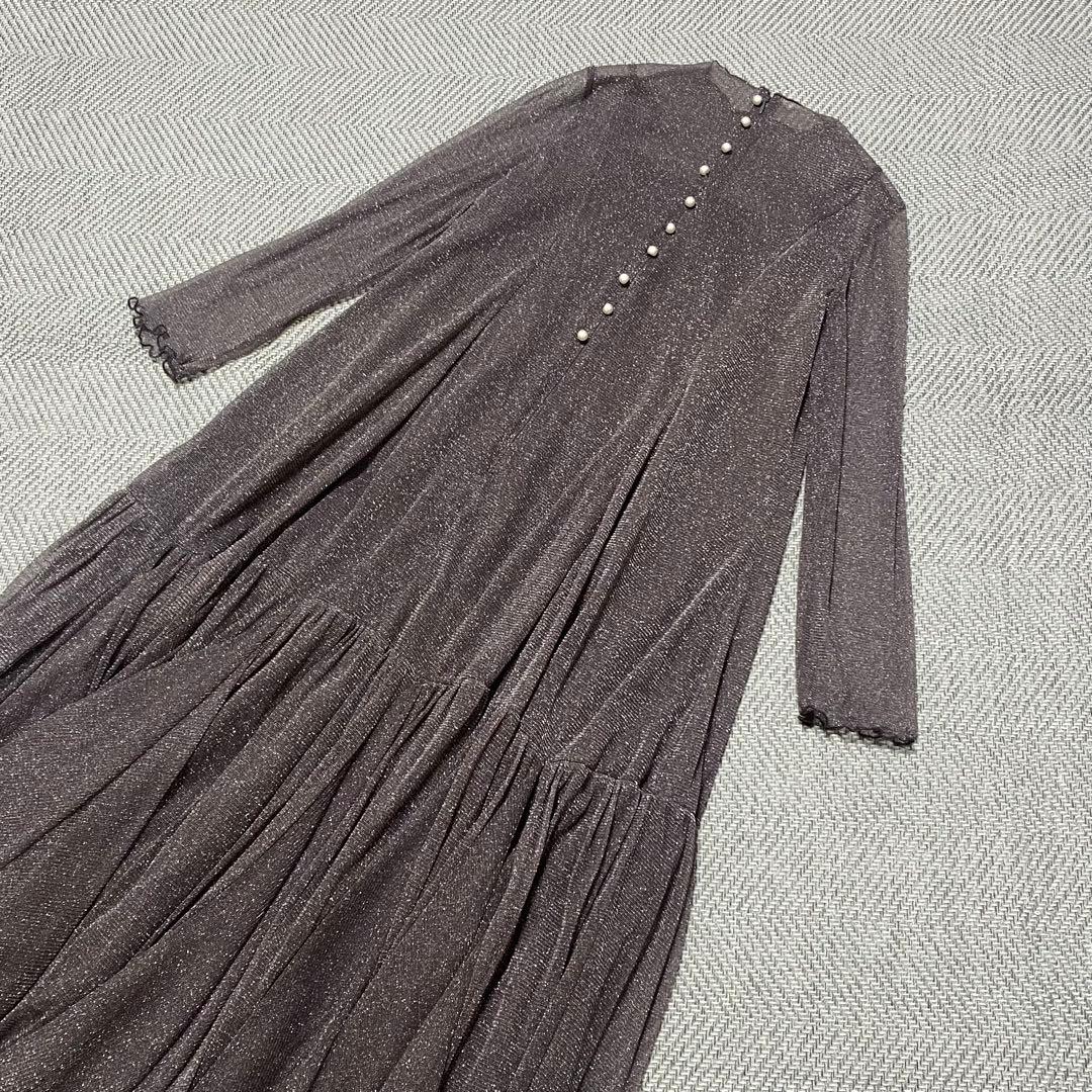 az 様RUIRUE BOUTIQUE ラメチュールメロウ ワンピース　チャコー