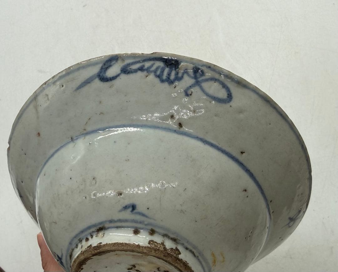 中国　明時代　染付　兎紋鉢　アンティーク　送料込み251217