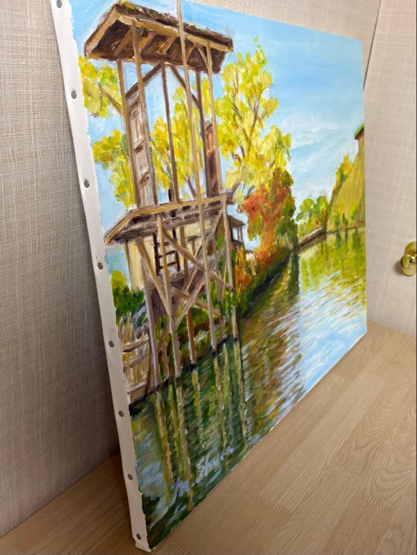 油彩原画『川•夏の終わり』　F10号　ミチ•スダ