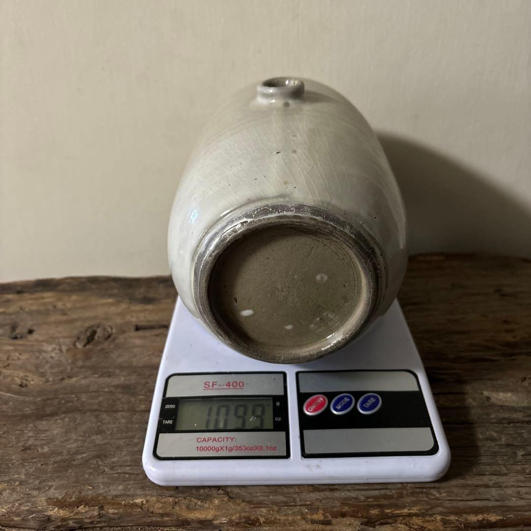 平清水焼　灰白釉掛　古民藝　古道具　アンティーク　花器　骨董　古陶磁　検:李朝