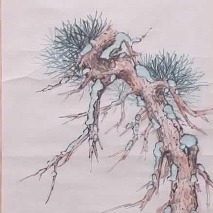 松籟（1870-1947）作　『松下富嶽遠望』図