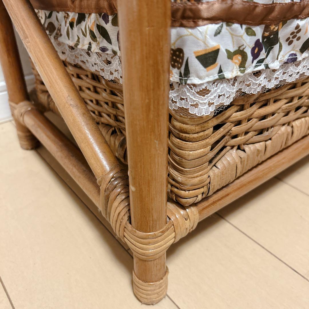 ラタン 籐家具 レトロ ハンガーラック 収納バスケット 鹿田産業