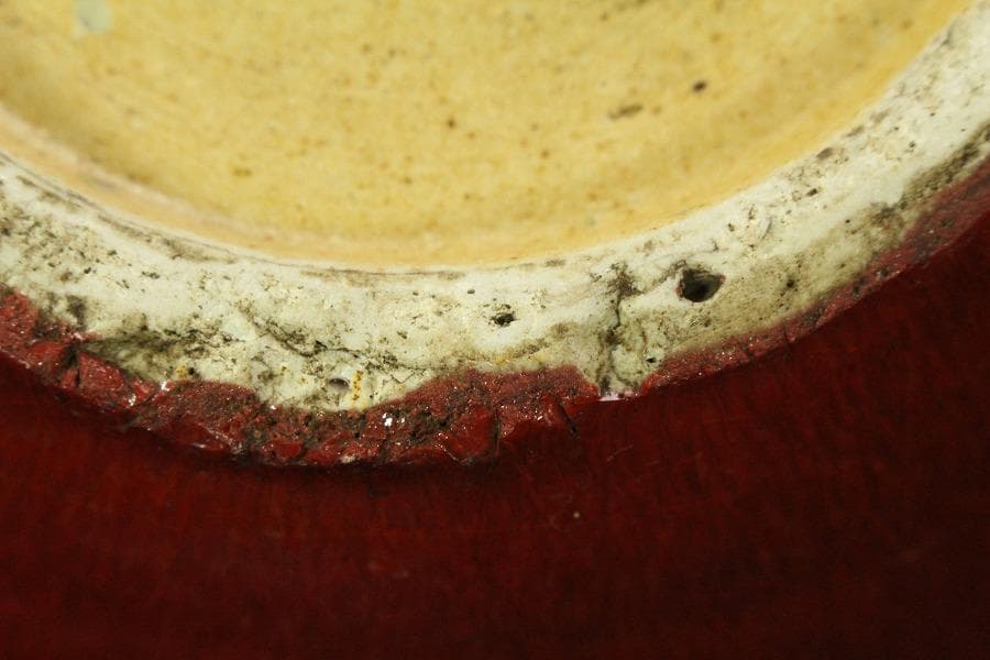 中国美術 釉裏紅 天球瓶 高36cm (HA367)