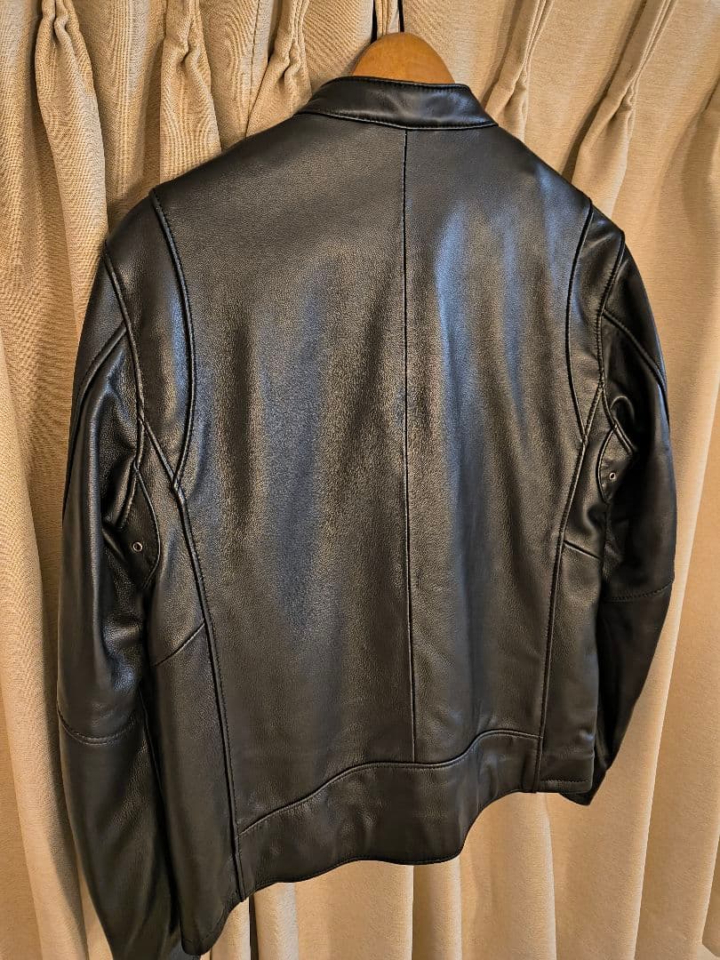 【美品】ブラック シングルライダースジャケット M シープレザー