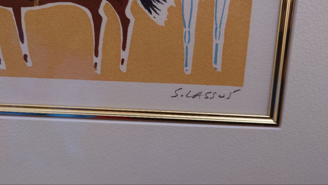 真作 額装 リトグラフ　セルジュ・ラシス　乗馬