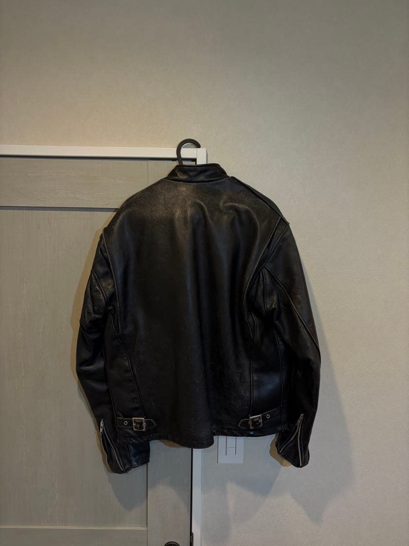 【インナー付き】Schott ブラック シングルライダースジャケット 42