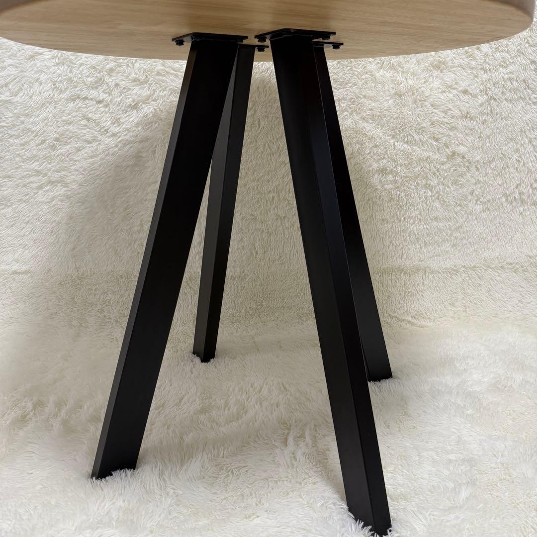 カナデモノ カフェテーブル 天然木 スチール 面取り 74cm ナチュラル 黒