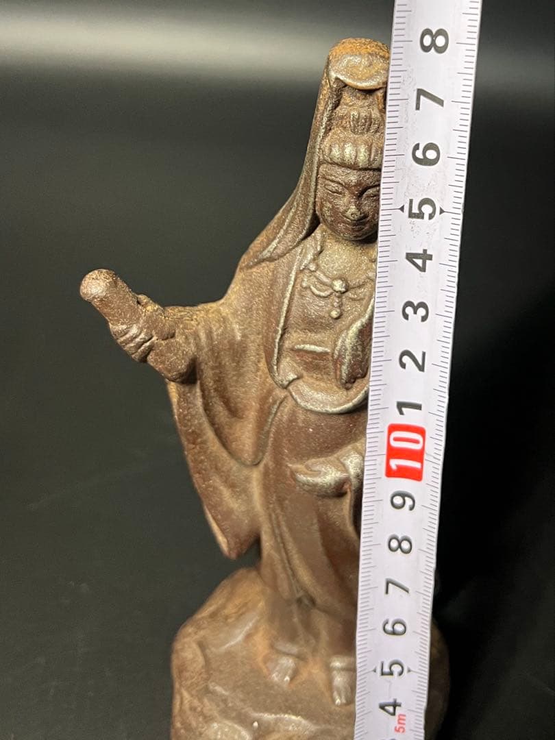 古い鉄製 観音菩薩立像／鋳鉄 仏像 在地信仰 古道具 ◎古美術庵々 アンティーク