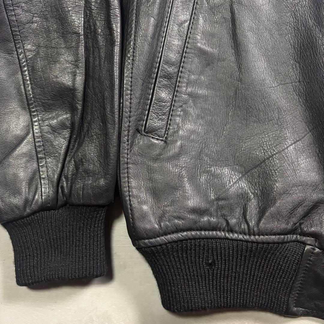 vintage レザージャケット　ブルゾン　ma-1 短丈　本革オールレザー