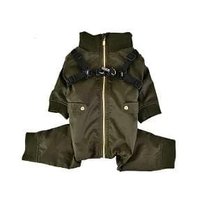 PUPPIA ハーネス一体型 背中開き 防寒 ジャンプスーツ 裏地フリースM