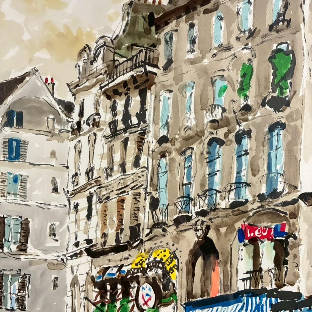 美品 児玉幸雄「カフェ・ドゥ・リュウ・セーヌ」リトグラフ 児玉純子直筆サイン有