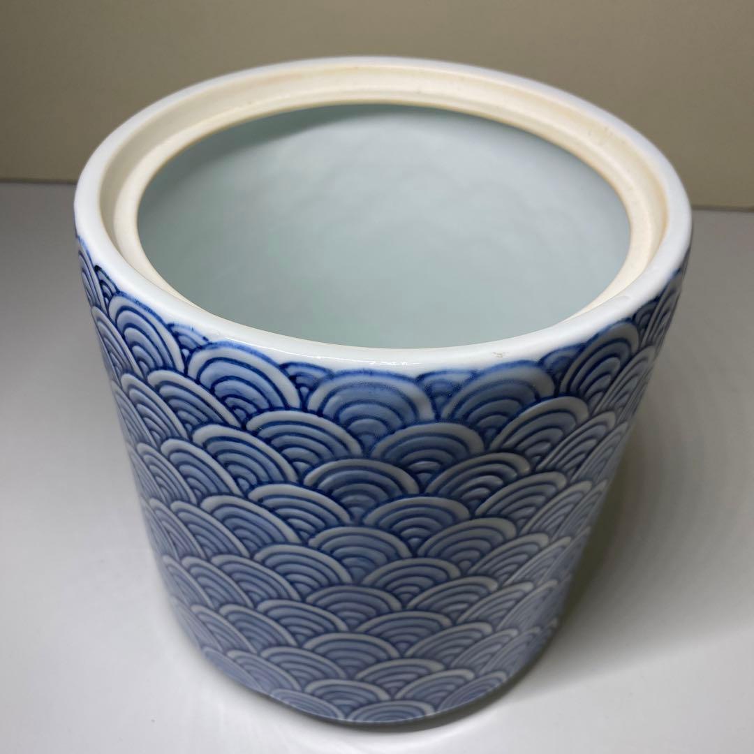 【茶道具】喜兵衛造　青海波水指（共箱）