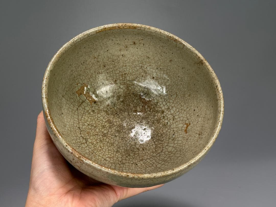 朝鮮古美術　李朝時代　茶道具　茶碗　白磁　貫入 時代　古物　韓国美術　旧蔵供箱