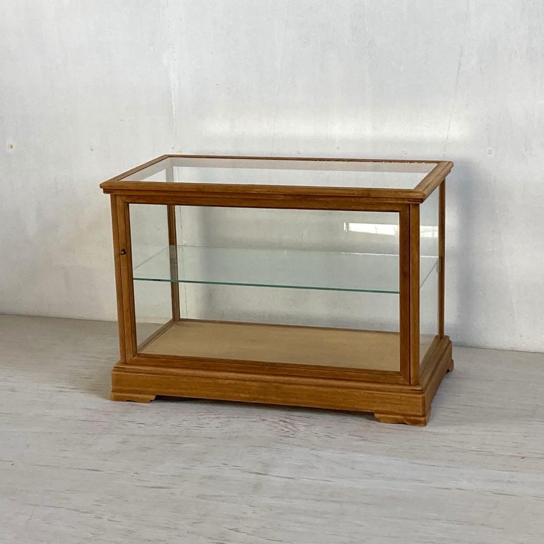 さあパパ g313 古い木製 ガラスケース 2段 卓上 ショーケース