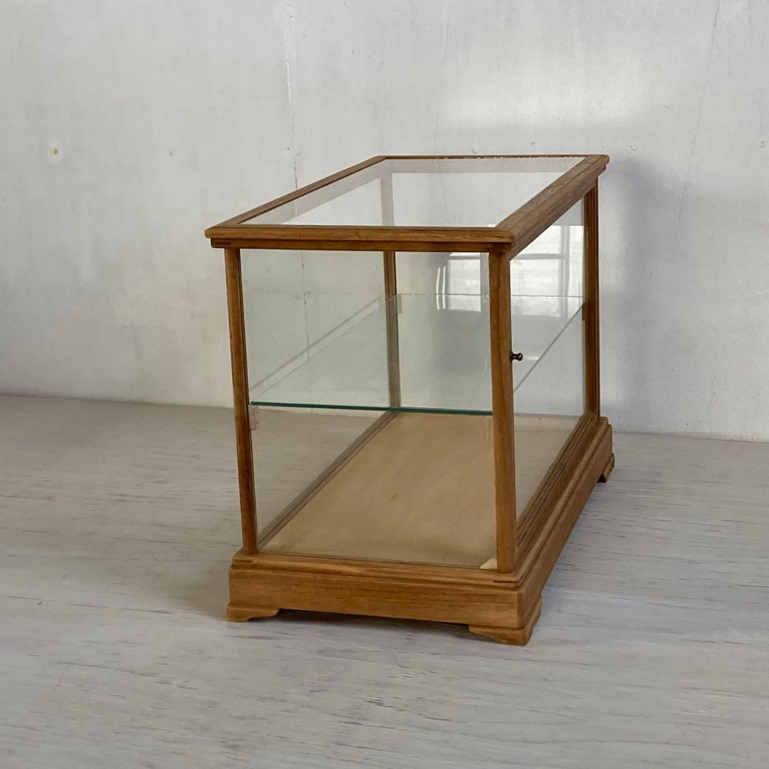 さあパパ g313 古い木製 ガラスケース 2段 卓上 ショーケース