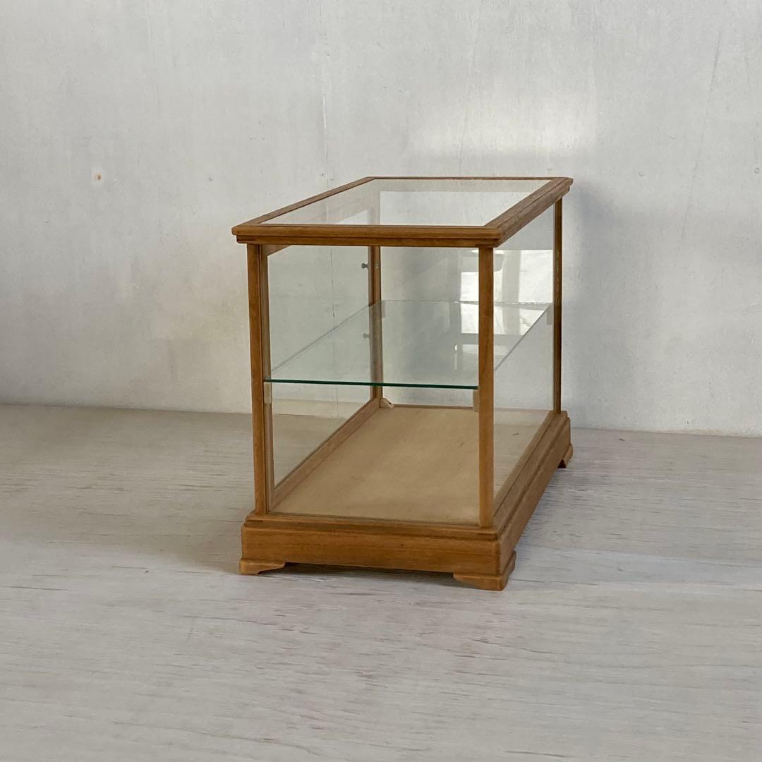 さあパパ g313 古い木製 ガラスケース 2段 卓上 ショーケース