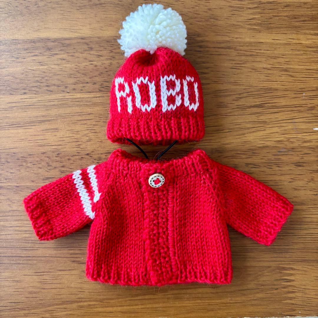 専用　雪模様いっぱい編み込んだセーターとニット帽＊グレージュ　雪模様赤のセット
