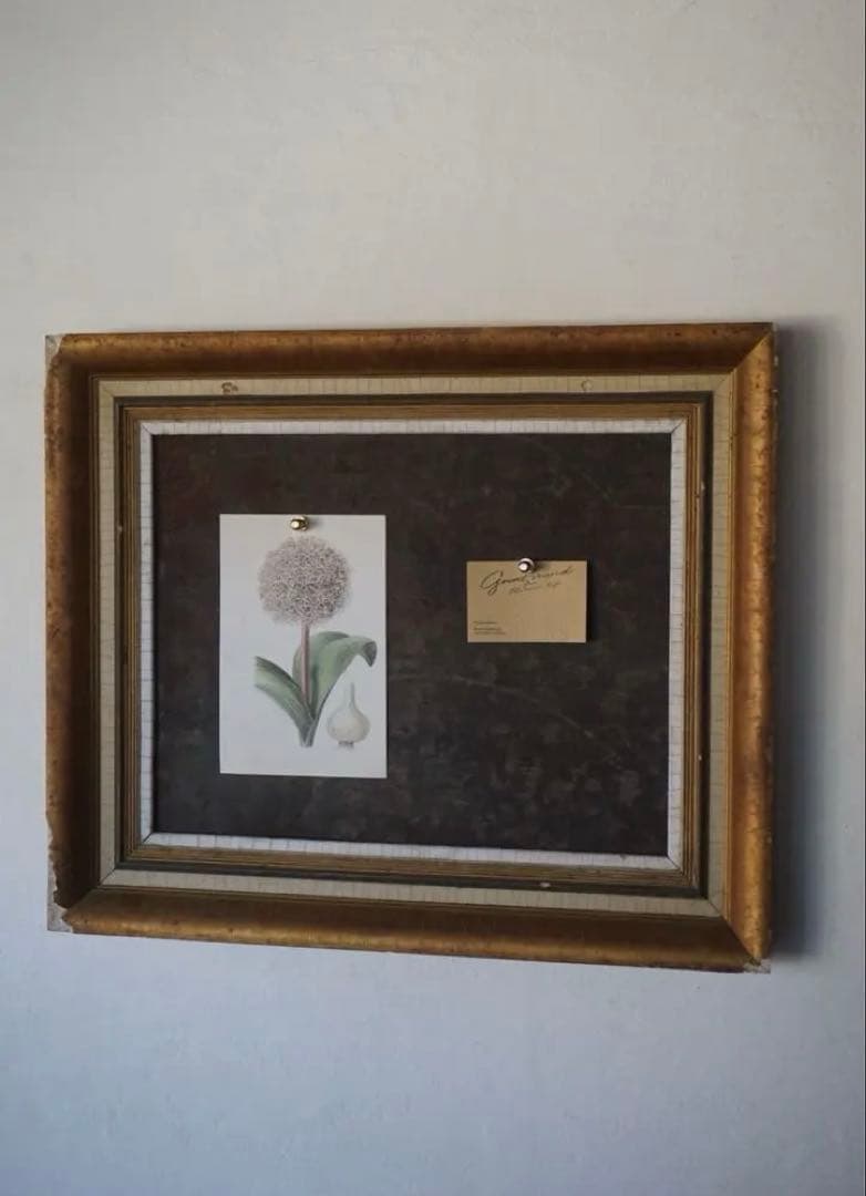 大きなアンティークフレームのブリキサインボード　看板　店舗什器　額縁　古道具