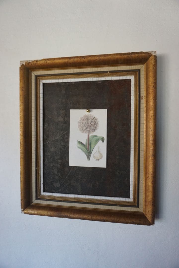 大きなアンティークフレームのブリキサインボード　看板　店舗什器　額縁　古道具