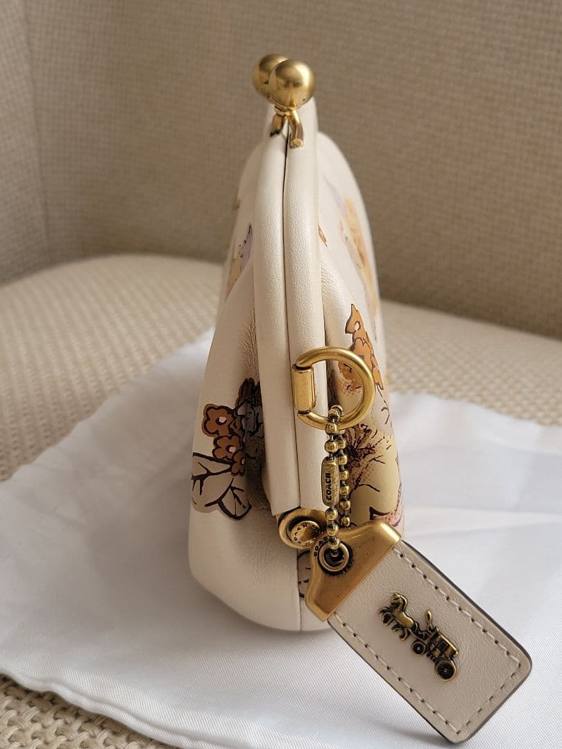 COACH コーチ がま口 ケース 小銭入れ 花柄 フローラル レザー
