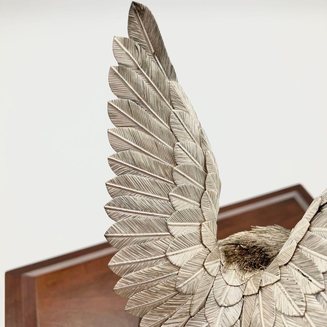 純銀 白鷹 光則作 純銀製置物