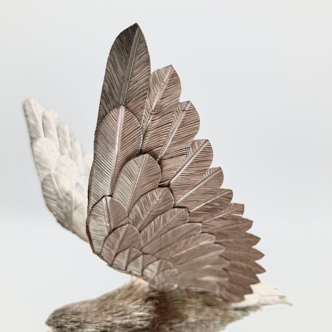 純銀 白鷹 光則作 純銀製置物