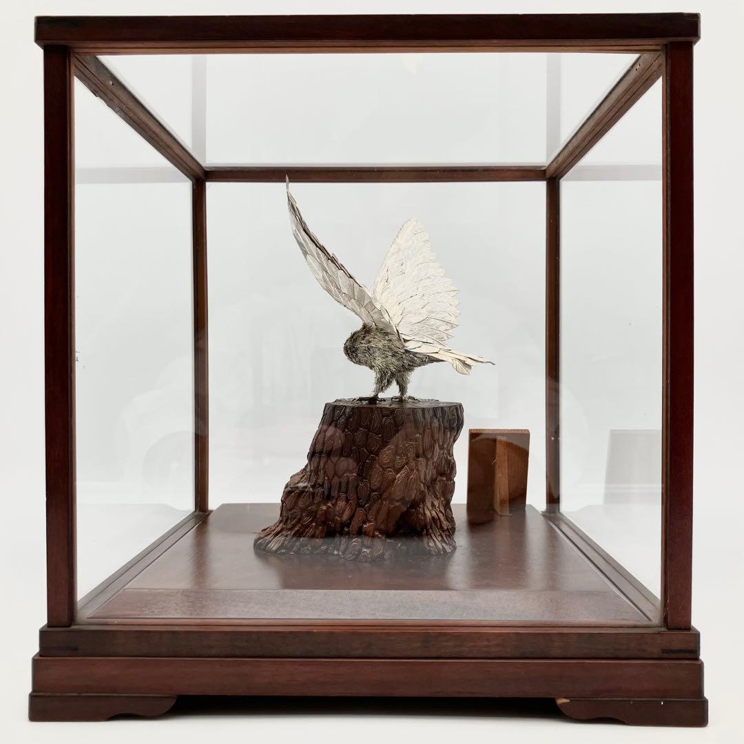 純銀 白鷹 光則作 純銀製置物