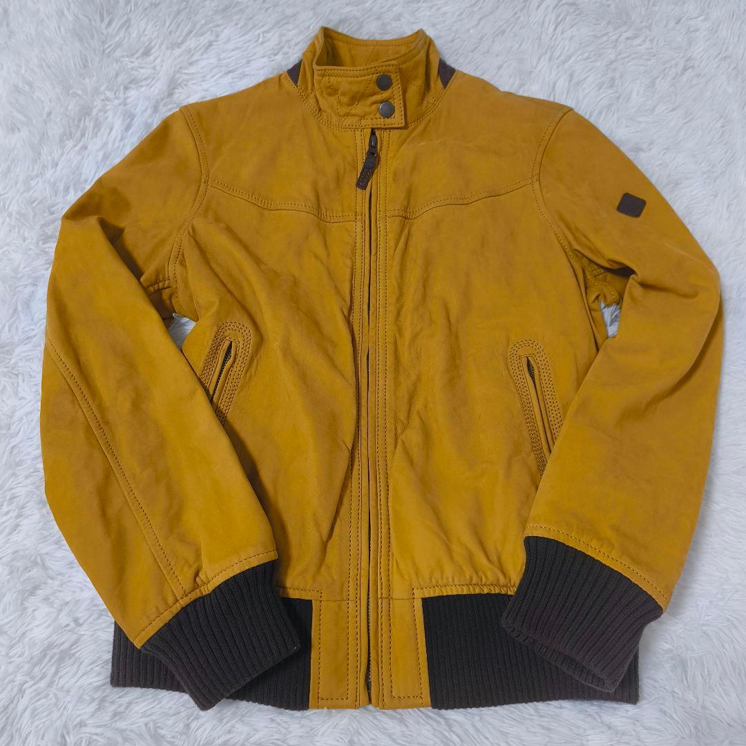 美品 Timberland レザー ブルゾン ジャケット マスタード M