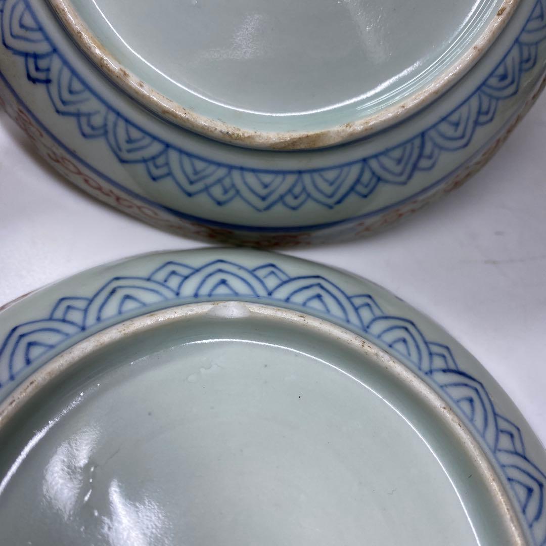 古伊万里　上手赤絵中皿10枚　幅約15.5㎝　東Y7-0312☆2Fトヒコ