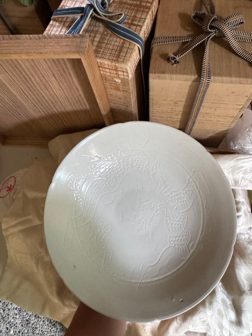 ‼️早速半額‼️リサイクルFORT‼️旧家から直送唐物③‼️中国の定窯龍文皿‼️状態極美品