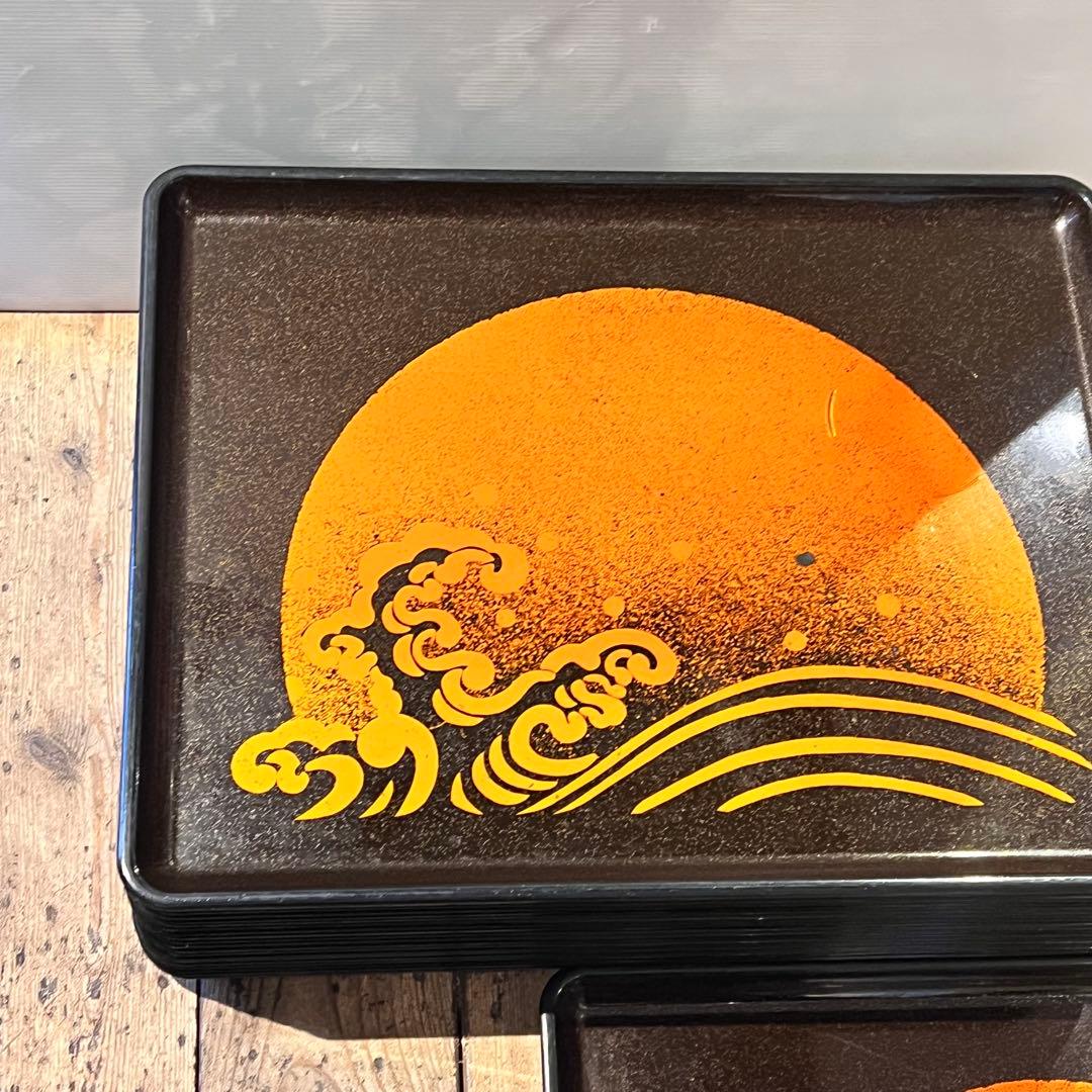 ①波　太陽　月　黒盆　和風　20枚　おまとめ　懐石　旅館　昭和レトロ