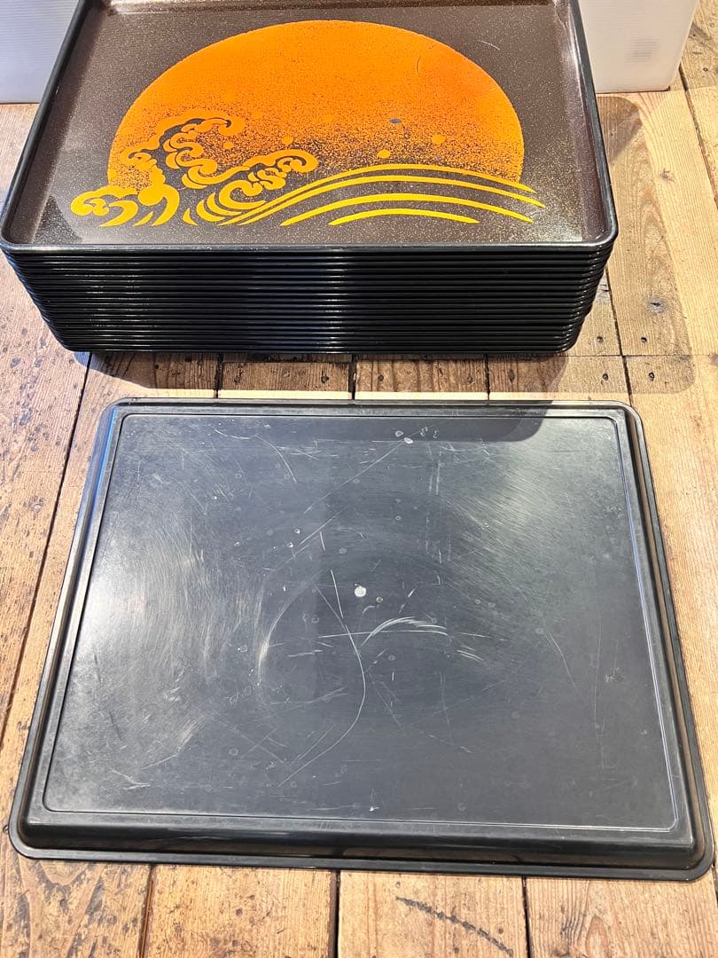 ①波　太陽　月　黒盆　和風　20枚　おまとめ　懐石　旅館　昭和レトロ