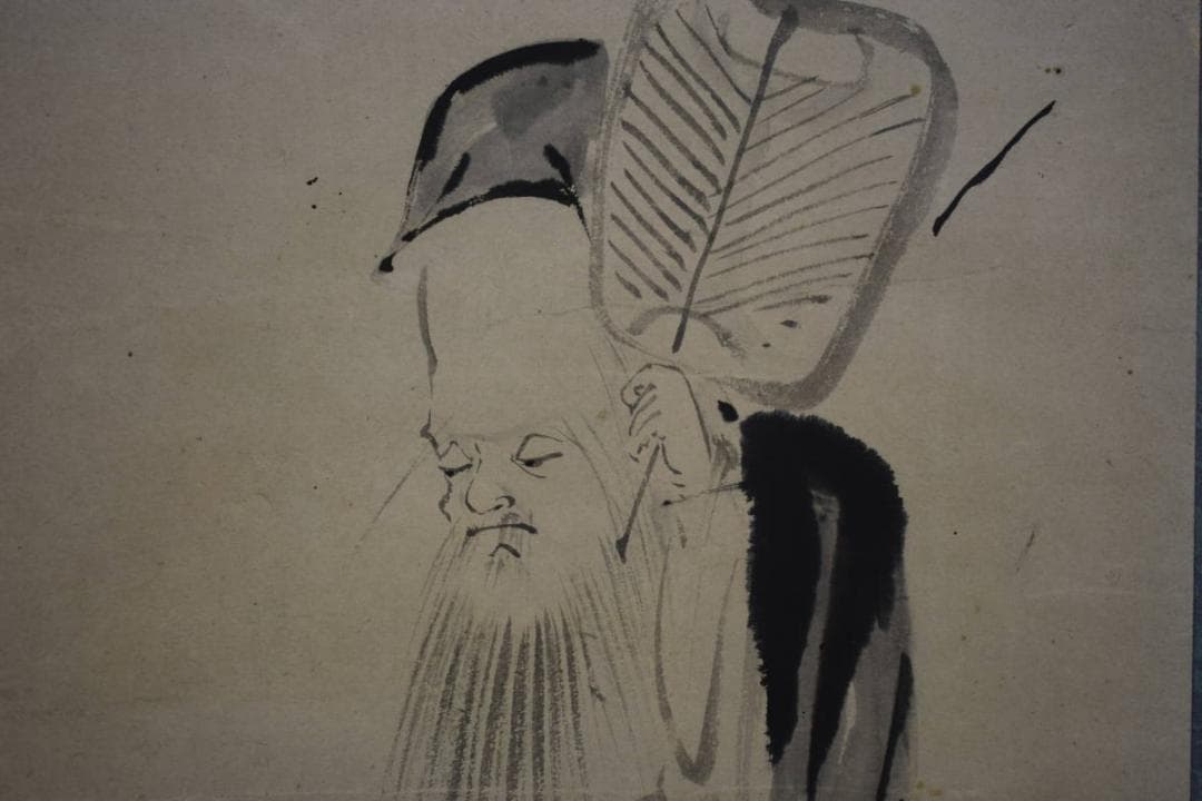 真作/狩野岑信/寿老人図/布袋屋掛軸HE-768