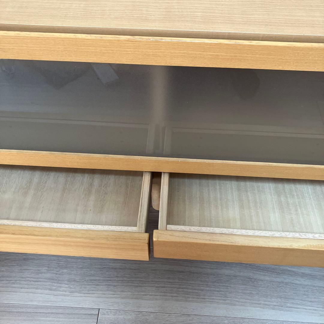 高野木工　ナチュラルウッド テレビボード ガラス扉付き